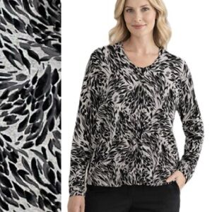 Karen Scott Floral Button Front Cardigan Sweater Womens Size XL Artsy Patterned